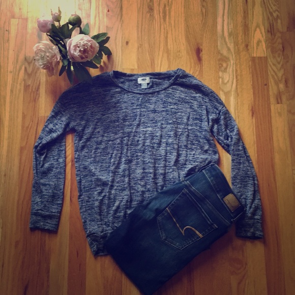 Old Navy Tops - NWOT Navy/gray lightweight sweatshirt/ top